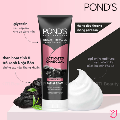 Sữa Rửa Mặt Pond's Than Hoạt Tính Sạch Sâu (Pure White) 100g
